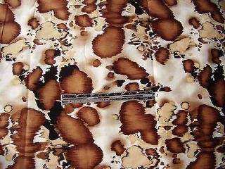 Fabric 2 Yards 14 inches Wild Animal Print Browns Tan White Cow Hide 