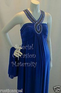 New Long Cleo Teal Blue Beaded Maternity Dress SMALL Formal Bridesmaid 