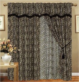 Leopard Animal Curtain Set w/ Valance/Sheer/​Tassels