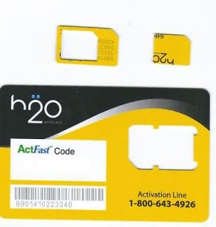 USA H2O Wireless prepaid gsm micro sim iPhone 4 At&t network paygo 
