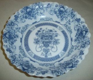  France Honorine Pattern Blue & White Floral 7 1/8 Soup Cereal Bowl