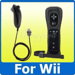   and Nunchuck Controller Set for Nintendo Wii Game + Case Skin Black
