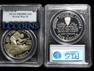 1991 1995 W WWII World War 2 Silver Commemorative Dollar PR69DCAM PCGS 