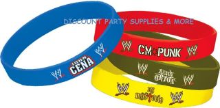 WWE Wrestling Rubber Wristbands Bracelets 4pc Party Favors Supplies