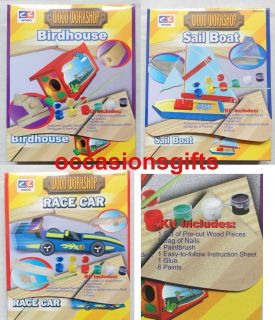 Build Your Own Wooden Birdhouse Sail Boat Race Car 8+ Years Novelty 