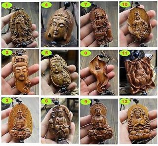 Wood carving statue Chinese Buddha kwan yin amulet sculpture various 