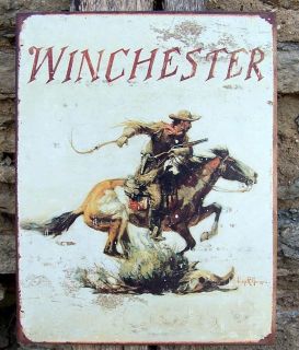 Retro Sign Antique Style Winchester Rifles Gun Ad Metal Wall Decor 