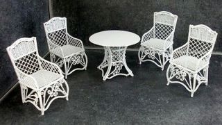   House Garden Furniture White Wrought Iron Patio Set Table 4 Chairs