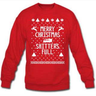 MERRY CHRISTMAS SHITTERS FULL Ugly Xmas Sweater winner Mens CREWNECK 