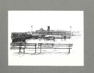   Ste Claire Boblo Island Boat MATTED Lithograph by Janet Anderson