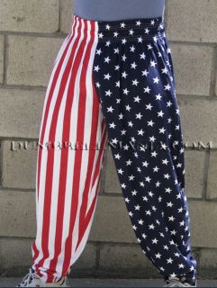 AMERICAN FLAG PRINT BAGGY GYM WORKOUT PANTS WITH TWO SIDE POCKETS S 