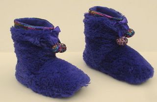 CAPELLI KIDS GIRLS PURPLE FUZZY HOUSE SHOES SLIPPERS BOOTIES 