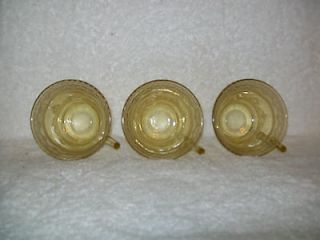 Lot of 3 Vintage Amber Depression Glass Coffee Cups