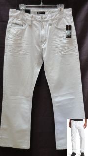 INC Mens 25655WH540 AMSTERDAM Straight Regular Fit White jeans 32 34 