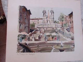 Herbelot Watercolor Lithographs Signed & Numbered   Italy  La Piazza 