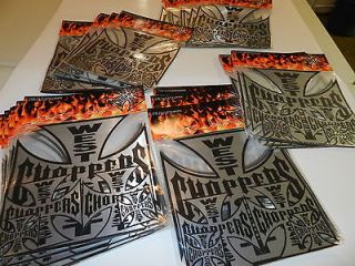 70 SETS OF 5 WEST COAST CHOPPERS DIE CUT STICKERS/WINDOW DECALS RETAIL 
