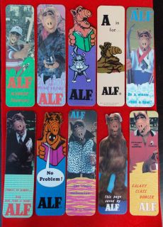 Collection of 10 Old Alf Character Bookmarks 1980s UNUSED. Alien 