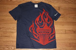 Olympics Olympic Flame Nike Adult T shirt Medium Gold Medal Sports 