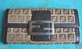 FENDI Italy FF SIGNATURE Leather & Canvas ORGANIZER Wallet AUTHENTIC 