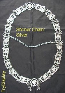 Silver Shriner Chain Collar Jewel Masonic Regalia Medal