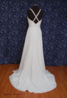 Allure 2357 Light Ivory Chiffon X back Draping Wedding Dress NWOT