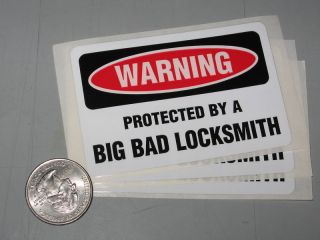 LOCKSMITH SECURITY SYSTEM DECAL   3 QTY Locksmithing