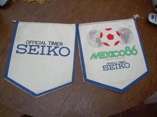   86 Soccer World Cup lot of 2 ADVERTISING pennants SEIKO OFFICIAL TIMER