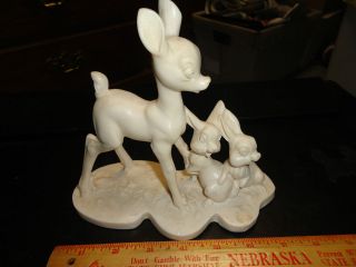 Vintage A Santini Marble Alabaster Deer & Rabbit Sculpture