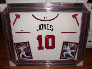 Chipper Jones Framed Autographed Game Used Jersey, 2005 Atlanta Braves