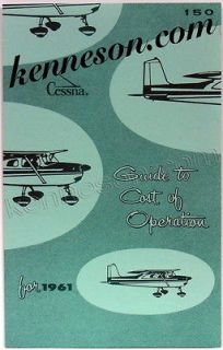 Cessna Aircraft 150 1961 Trainer Airplane Guide to Cost of Operation 