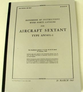 WWII AIRCRAFT SEXTANT HANDBOOK AND PARTS CATALOG 1945