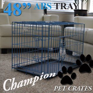 PREMIUM BLUE 48 3 DOOR ABS FOLDABLE DOG CAGE PET CRATE   PP D48 ABS