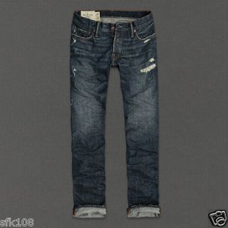 New Men Abercrombie & Fitch Slim Straight Vintage Jean, Dark Wash, 3 