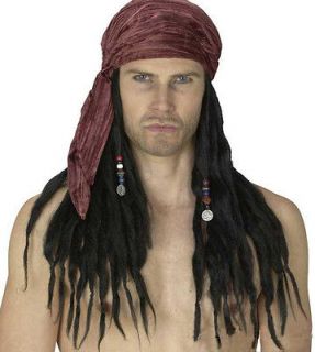 Adult Pirate Scarf W/ Hair Dreadlocks Costume Hair Wig