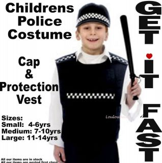 Boys Girls Police Cop Protection Vest Fancy Dress 4 14
