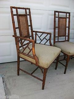   Faux Bamboo Chinese Dining Set 6 Chairs Hollywood Regency Adler