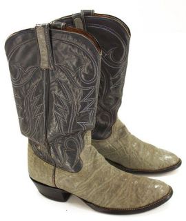 54X Mens 2 Tone Gray REAL Elephant Embroidered COWBOY BOOTS Sz 9 B