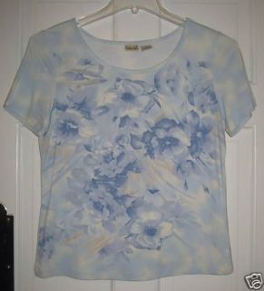Linden Hill Knit Top Pretty Blue Floral Size Small ON SALE