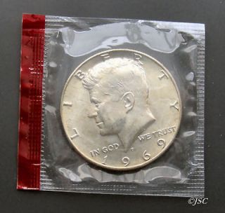 1969 D Kennedy Half Dollar 40% Silver (In Mint Cello) BU