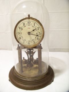   & Obergfell KUNDO Glass Dome Brass Mantle Shelf Clock (see details