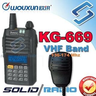 Wouxun KG 669 VHF 136 174 Mhz 2 way radio FREE earpiece + Speaker hand 