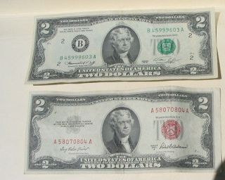 PCS/Set Real USA$One New 1976 $2 + One 1953 of Red Seal $2 Dollar 