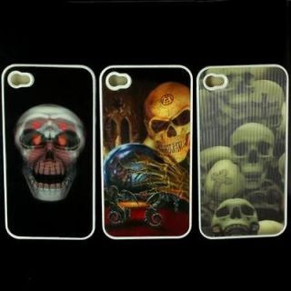 3Pcs Excellent Cool Design 3D Skull Back Case Cover For Iphone 4S