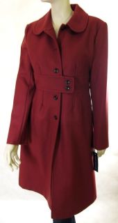 10   French Connection Virgin Wool/Cashmere Felt Coat   Juniper Red