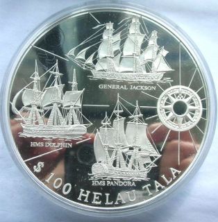 Tokelau 1996 Sailing Warship 100 Tala 1Kilo Silver Coin,Proof
