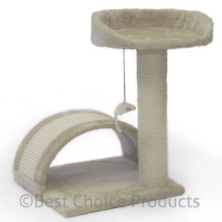 Cat Tree Post Scratcher Furniture Play House Pet Bed Kitten Toy Beige 