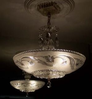 1930s VINTAGE aRT DEco CEILING Lamp LIGHT CHANDELIER 