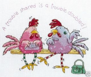 Margaret Sherry Cross Stitch Kit Trouble Shared Hens
