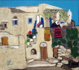   Tinos Island Original Wool Collage Art, Greece, MAKE OFFER