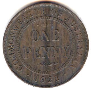 C2342 AUSTRALIA COIN, ONE PENNY 1921 Fine